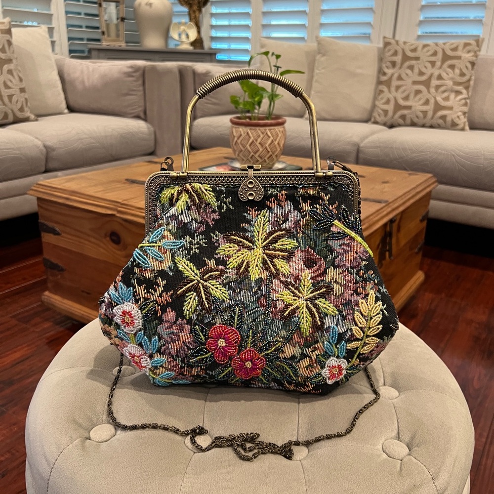MONI Couture Floral Tapestry Beaded Embroidered Crossbody/Handbag EUC